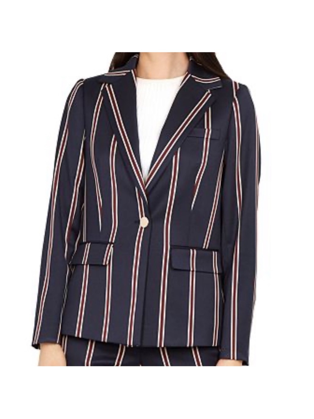 Ted Baker Navy Striped Blazer with White and Red Pinstripes